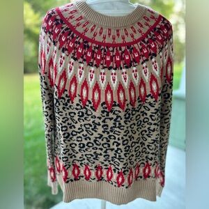 Charter Club Red and Beige Patterned Sweater